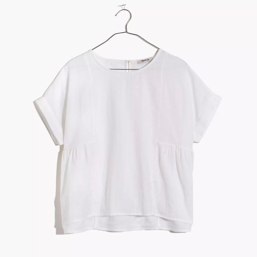 Madewell cuffed sleeve shirred top Medium